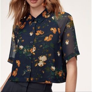 Aritzia Wilfred Henrietta Floral Cropped Blouse
